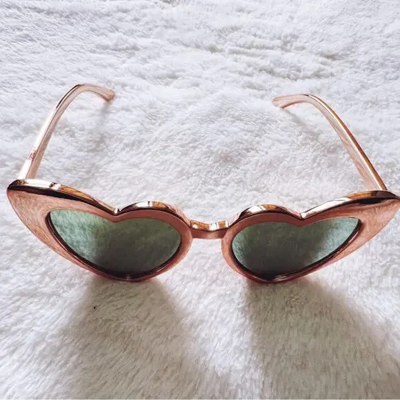 Addison Gold Heart-Shaped Sunglasses - Picture 4 of 13